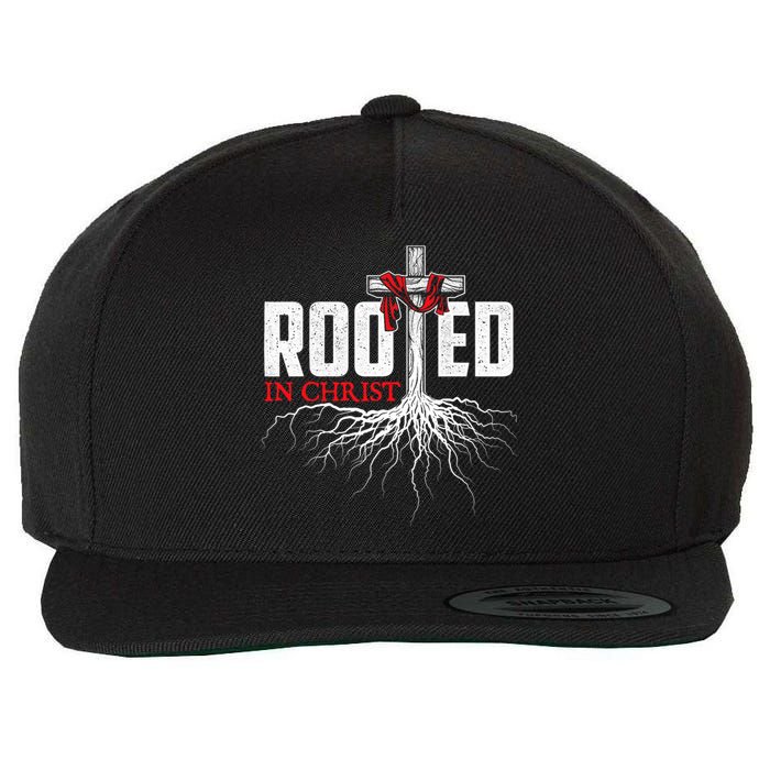 Rooted In Christ Christian Faith Religious Jesus Christ Wool Snapback Cap