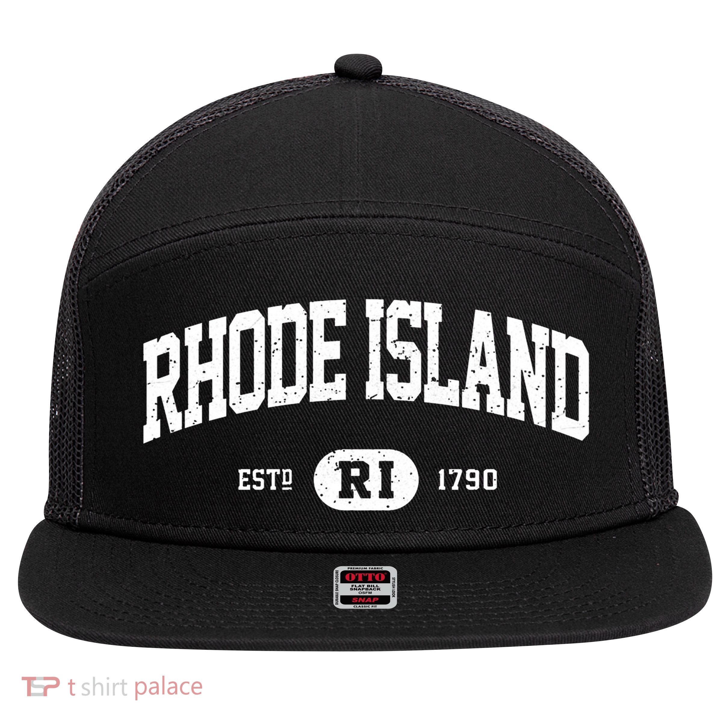 Rhode Island Cute Gift Retro Vintage Rhode Island 7 Panel Mesh Trucker Snapback Hat