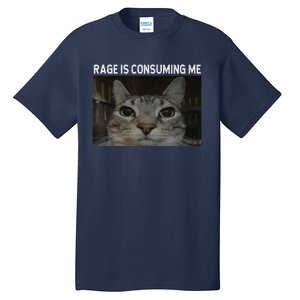 Rage Is Consuming Me Cat Meme Silly Staring Cat Funny Meme Tall T-Shirt