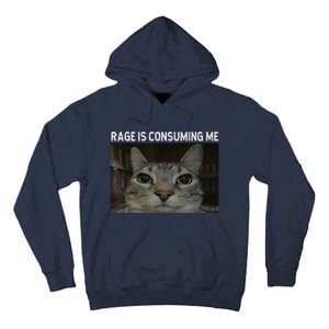 Rage Is Consuming Me Cat Meme Silly Staring Cat Funny Meme Tall Hoodie