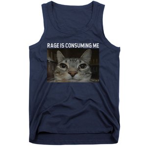 Rage Is Consuming Me Cat Meme Silly Staring Cat Funny Meme Tank Top