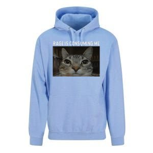 Rage Is Consuming Me Cat Meme Silly Staring Cat Funny Meme Unisex Surf Hoodie