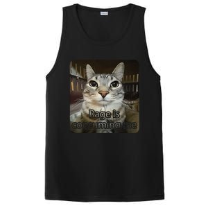 Rage Is Consuming Me Funny Silly Staring Cat Lovers Meme PosiCharge Competitor Tank