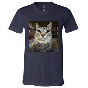 Rage Is Consuming Me Funny Silly Staring Cat Lovers Meme V-Neck T-Shirt