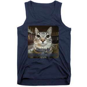 Rage Is Consuming Me Funny Silly Staring Cat Lovers Meme Tank Top