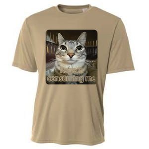 Rage Is Consuming Me Funny Silly Staring Cat Lovers Meme Cooling Performance Crew T-Shirt