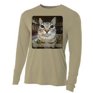 Rage Is Consuming Me Funny Silly Staring Cat Lovers Meme Cooling Performance Long Sleeve Crew