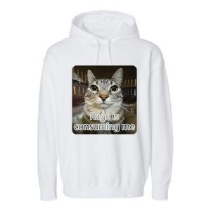 Rage Is Consuming Me Funny Silly Staring Cat Lovers Meme Garment-Dyed Fleece Hoodie