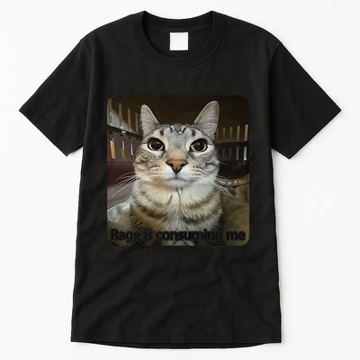 Rage Is Consuming Me Funny Meme Cat Joke Cat Lovers Tall T-Shirt