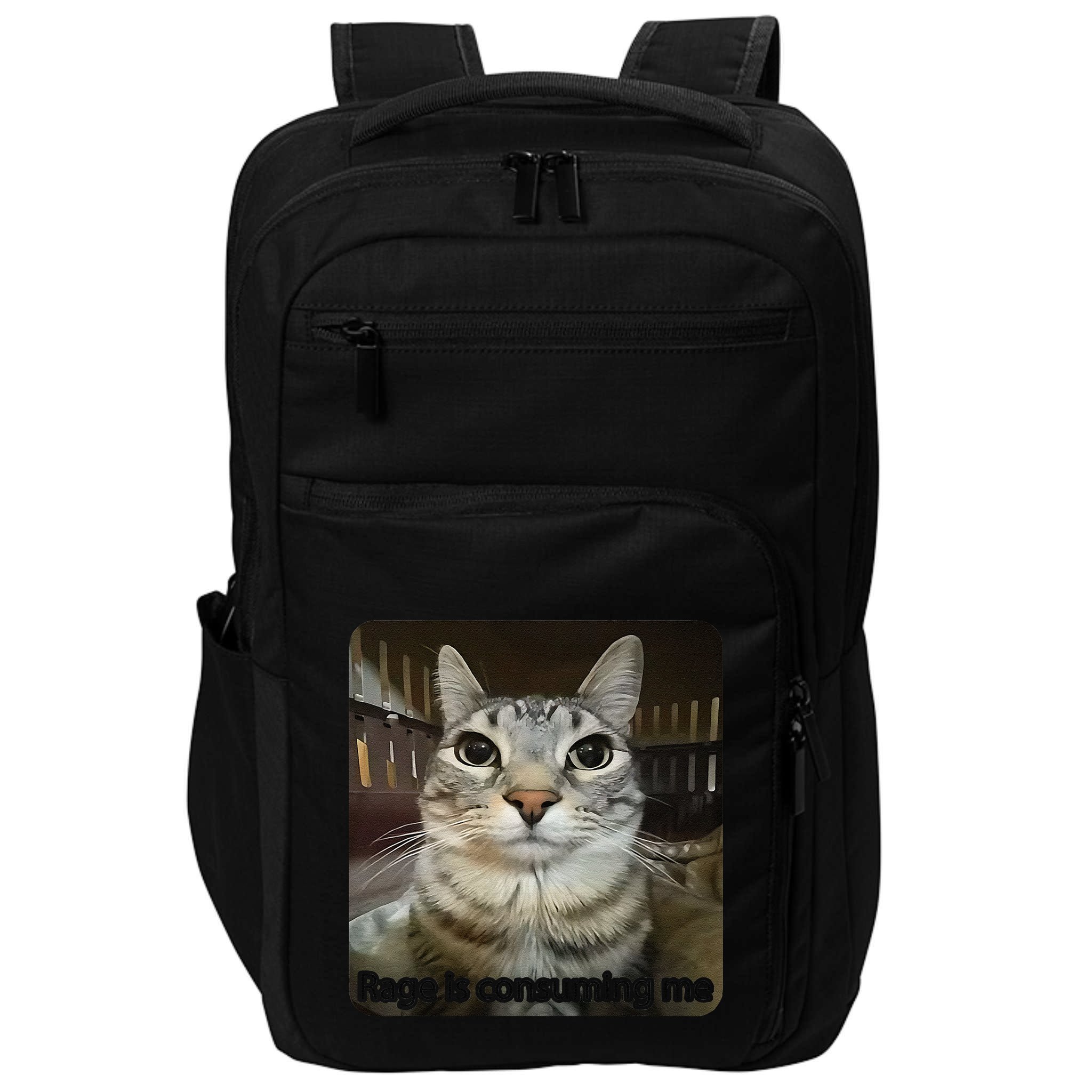 Rage Is Consuming Me Funny Meme Cat Joke Cat Lovers Impact Tech Backpack