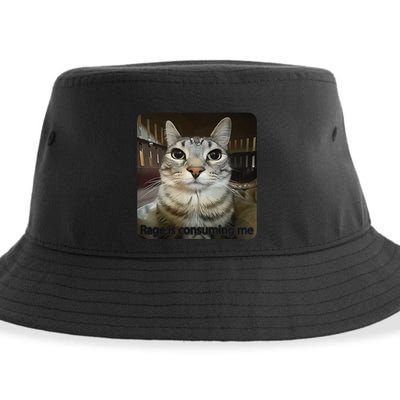 Rage Is Consuming Me Funny Meme Cat Joke Cat Lovers Sustainable Bucket Hat