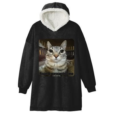 Rage Is Consuming Me Funny Meme Cat Joke Cat Lovers Hooded Wearable Blanket