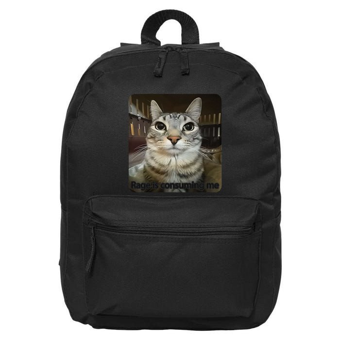 Rage Is Consuming Me Funny Meme Cat Joke Cat Lovers 16 in Basic Backpack