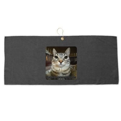 Rage Is Consuming Me Funny Meme Cat Joke Cat Lovers Large Microfiber Waffle Golf Towel