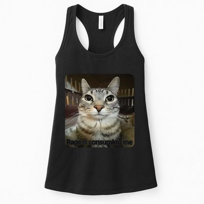 Rage Is Consuming Me Funny Meme Cat Joke Cat Lovers Womens Tank Top