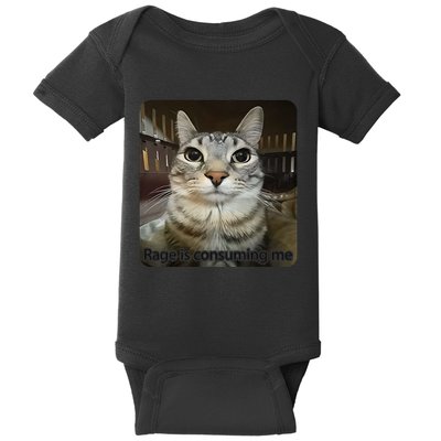 Rage Is Consuming Me Funny Meme Cat Joke Cat Lovers Baby Bodysuit