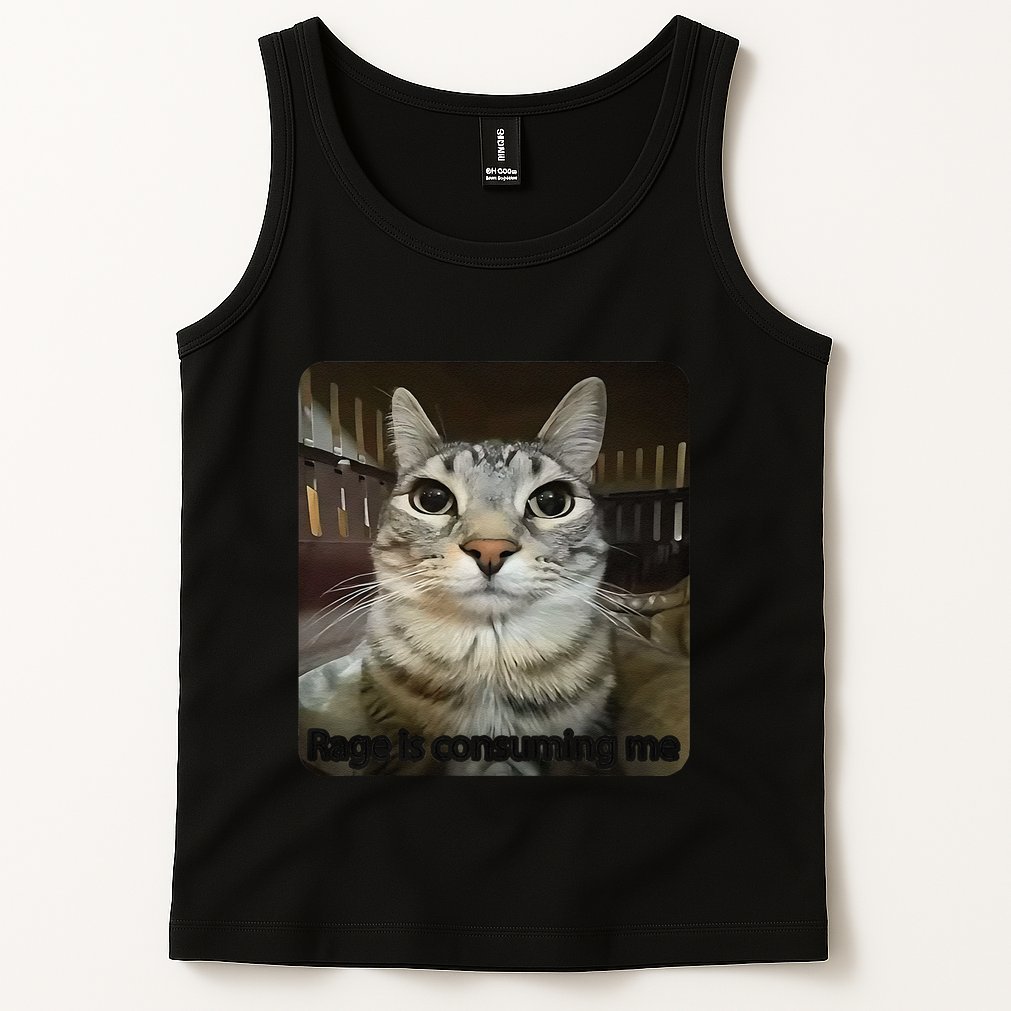 Rage Is Consuming Me Funny Meme Cat Joke Cat Lovers Tank Top