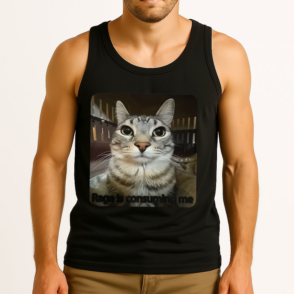 Rage Is Consuming Me Funny Meme Cat Joke Cat Lovers Tank Top