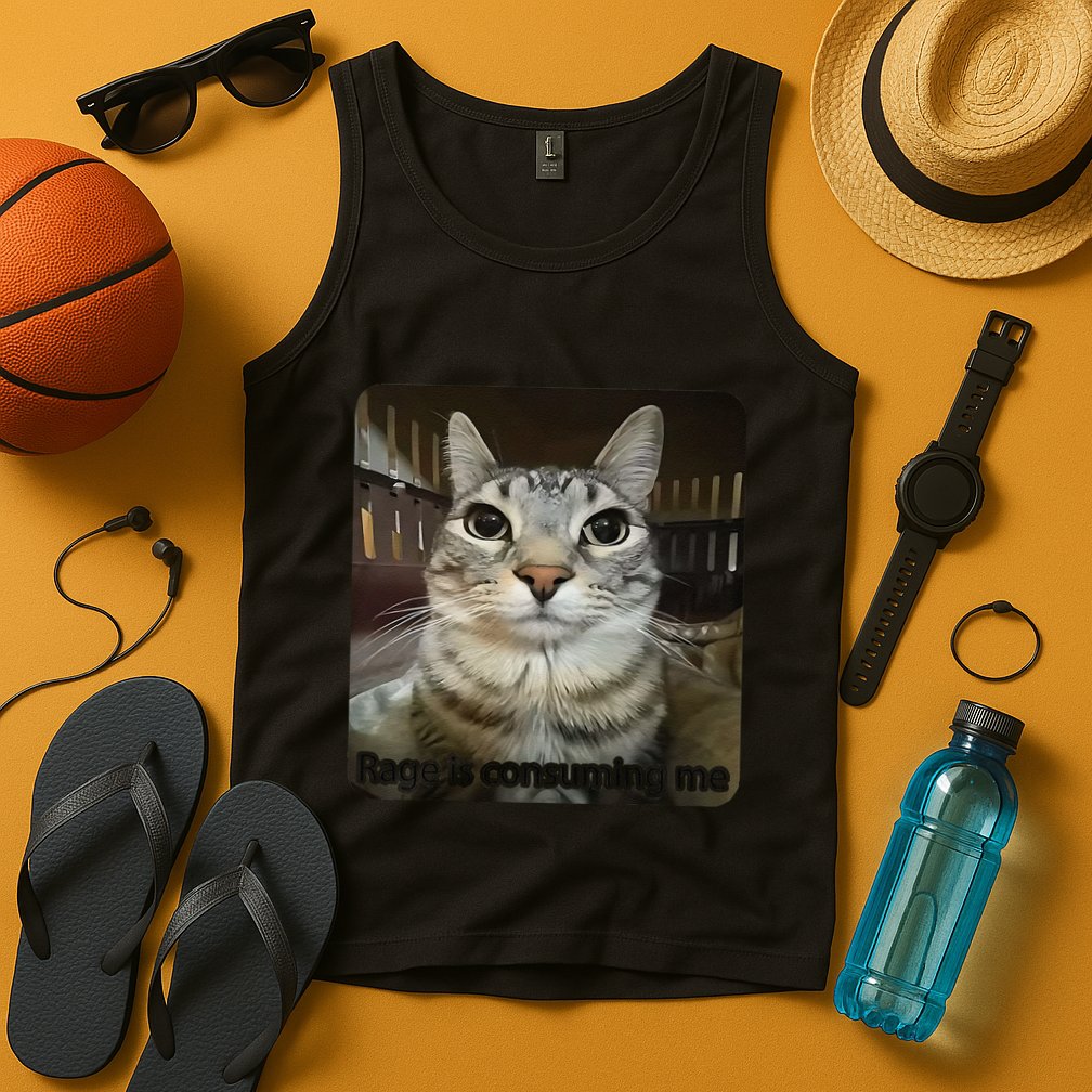 Rage Is Consuming Me Funny Meme Cat Joke Cat Lovers Tank Top