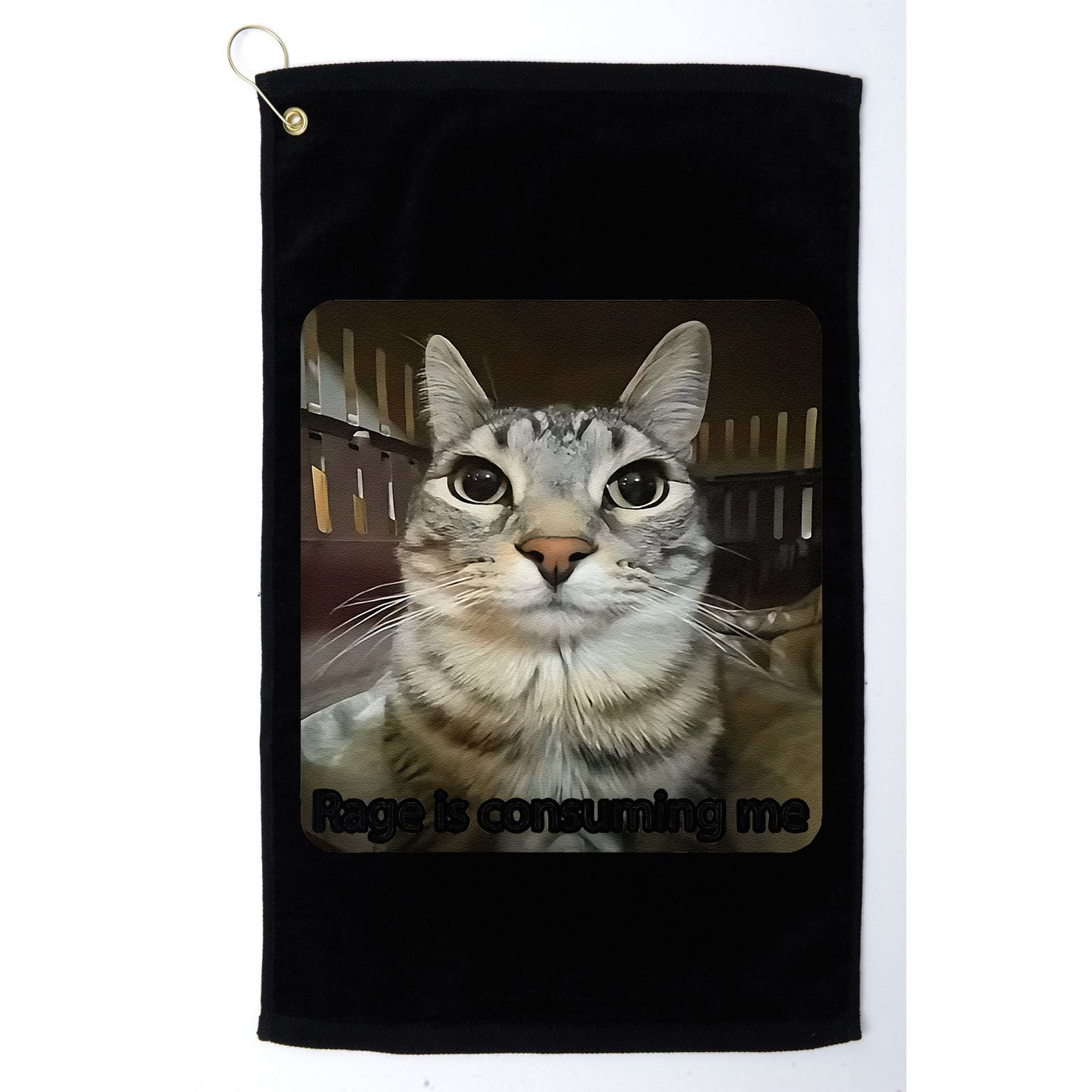 Rage Is Consuming Me Funny Meme Cat Joke Cat Lovers Golf Towel