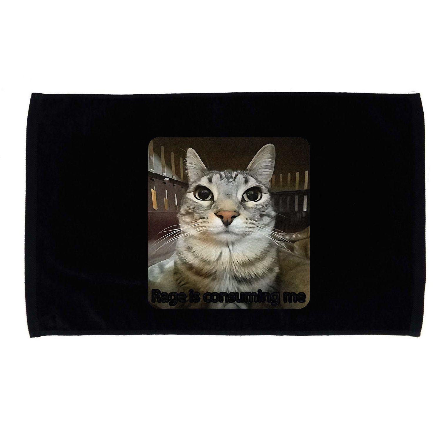 Rage Is Consuming Me Funny Meme Cat Joke Cat Lovers Microfiber Hand Towel