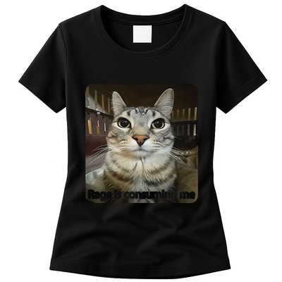 Rage Is Consuming Me Funny Meme Cat Joke Cat Lovers Womens T-Shirt