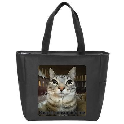 Rage Is Consuming Me Funny Meme Cat Joke Cat Lovers Zip Tote Bag