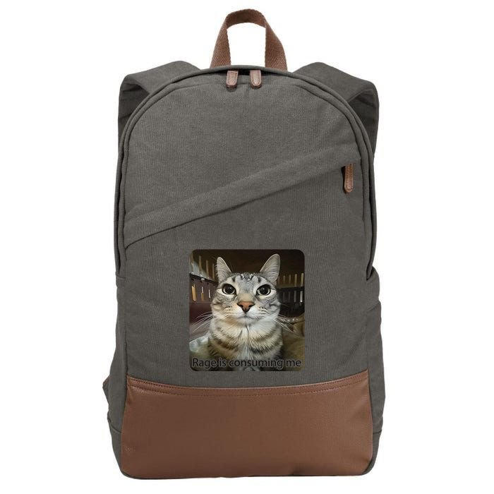 Rage Is Consuming Me Funny Meme Cat Joke Cat Lovers Cotton Canvas Backpack