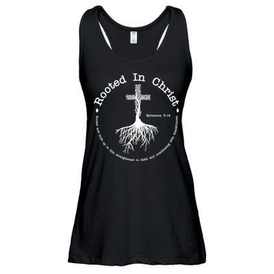 Rooted In Christ Christianity Quote Ladies Essential Flowy Tank