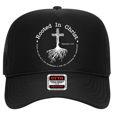 Rooted In Christ Christianity Quote Trucker Hat