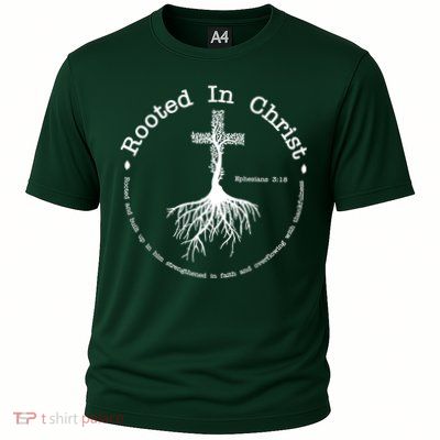 Rooted In Christ Christianity Quote Cooling Performance Crew T-Shirt