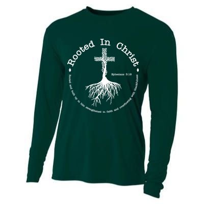 Rooted In Christ Christianity Quote Cooling Performance Long Sleeve Crew