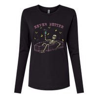  Relaxing In Coffin Night Never Better Skeletons Womens Cotton Relaxed Long Sleeve T-Shirt