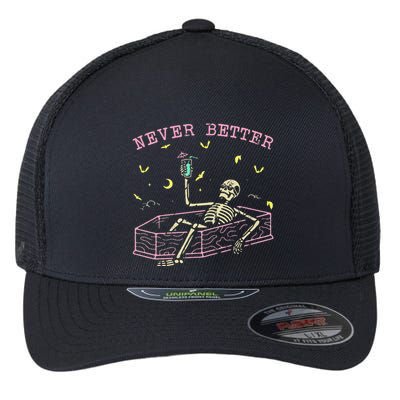  Relaxing In Coffin Night Never Better Skeletons Flexfit Unipanel Trucker Cap