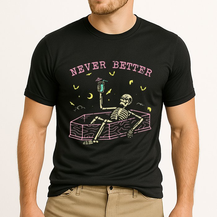  Relaxing In Coffin Night Never Better Skeletons Performance Shirt