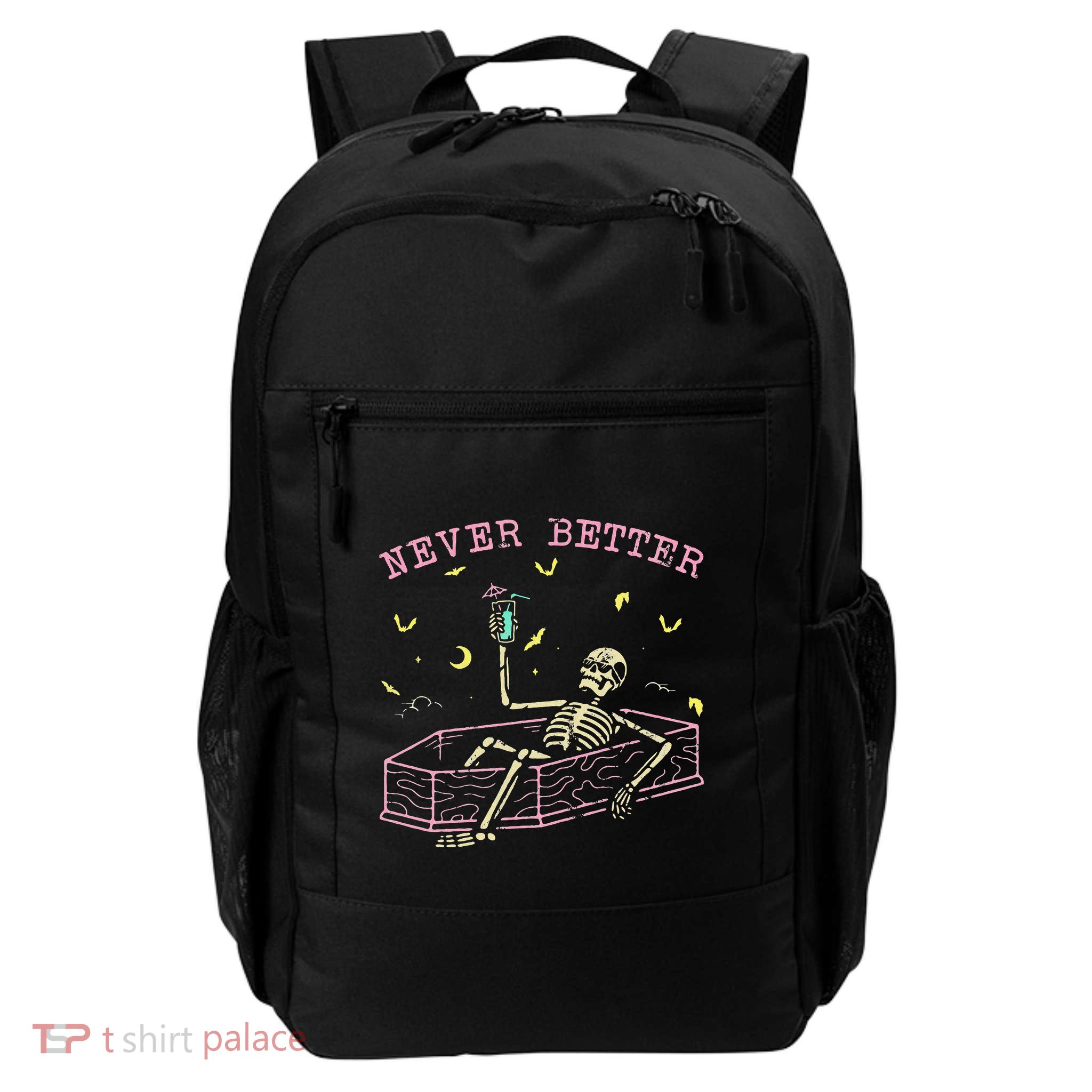  Relaxing In Coffin Night Never Better Skeletons Backpack