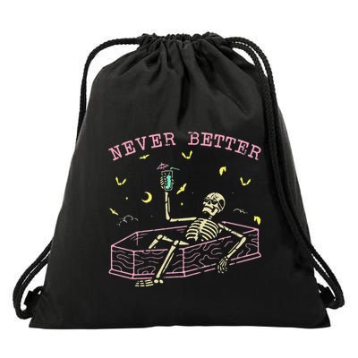  Relaxing In Coffin Night Never Better Skeletons Drawstring Bag