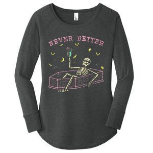  Relaxing In Coffin Night Never Better Skeletons Women's Perfect Tri Tunic Long Sleeve Shirt