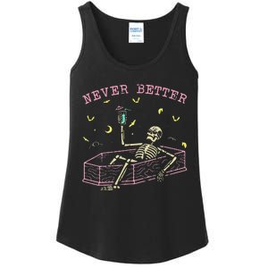  Relaxing In Coffin Night Never Better Skeletons Ladies Essential Tank