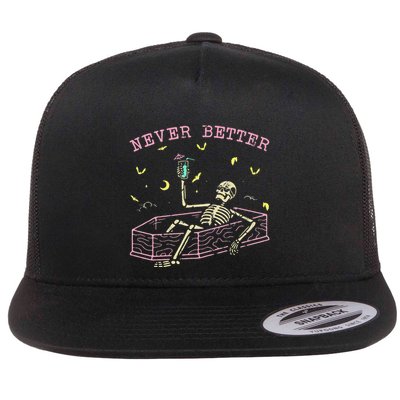  Relaxing In Coffin Night Never Better Skeletons Flatbill Hat