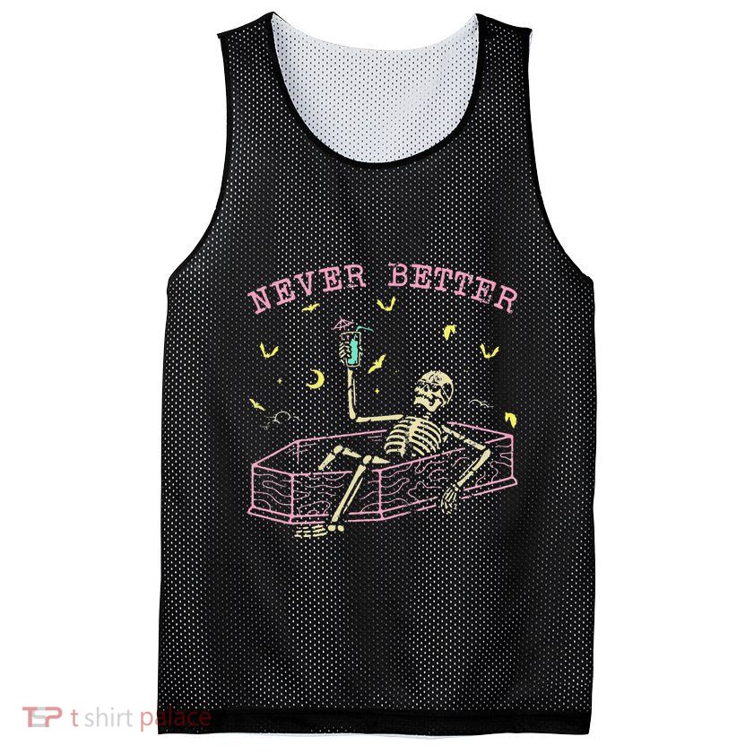  Relaxing In Coffin Night Never Better Skeletons Mesh Reversible Basketball Jersey Tank