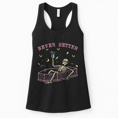  Relaxing In Coffin Night Never Better Skeletons Womens Tank Top