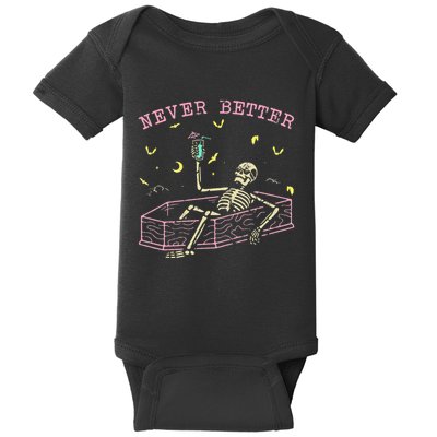 Relaxing In Coffin Night Never Better Skeletons Baby Bodysuit