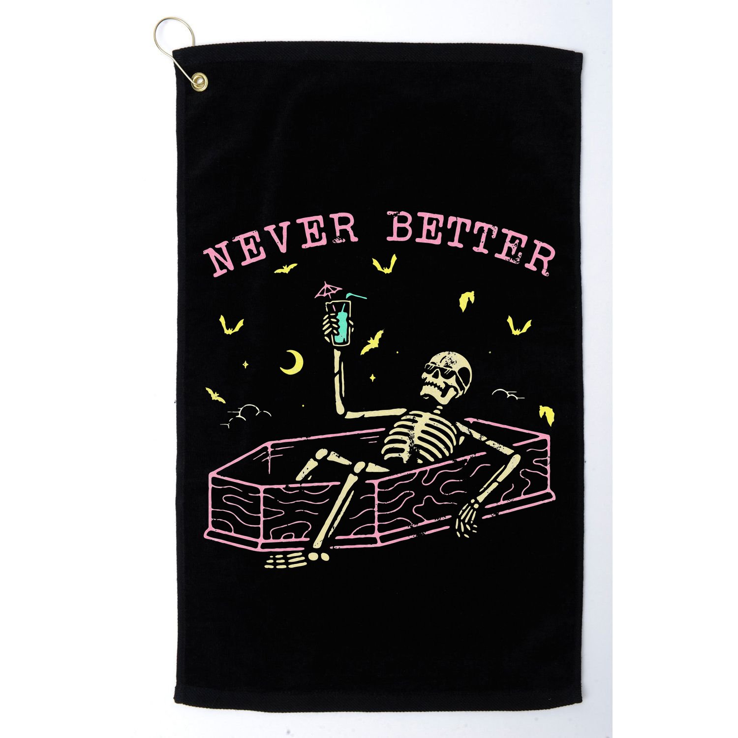  Relaxing In Coffin Night Never Better Skeletons Golf Towel