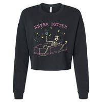  Relaxing In Coffin Night Never Better Skeletons Cropped Pullover Crew