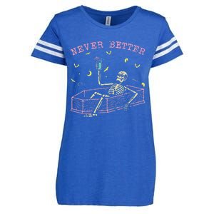  Relaxing In Coffin Night Never Better Skeletons Enza Ladies Jersey Football T-Shirt