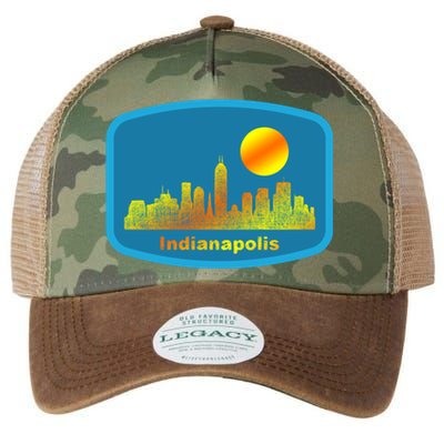 Retro Indianapolis City Skyline Cool Gift Legacy Tie Dye Trucker Hat