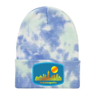 Retro Indianapolis City Skyline Cool Gift Tie Dye 12in Knit Beanie