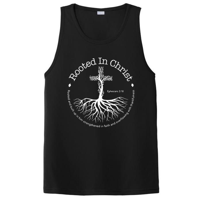 Rooted In Christ Jesus Cross Pray Bible Verse Christian PosiCharge Competitor Tank