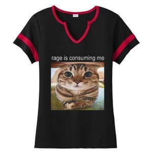 Rage Is Consuming Me Silly Cat Meme Ladies Halftime Notch Neck Tee